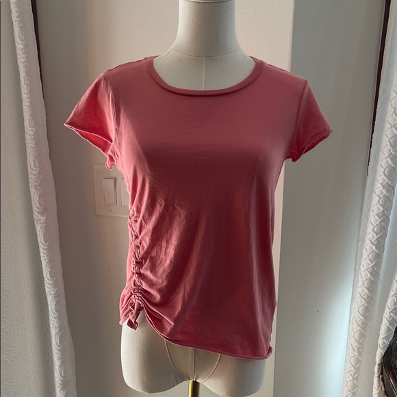 All Saints Aerie Rouched Coral Ruched Tee XS Tee - Picture 2 of 9